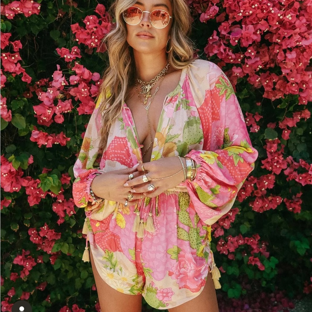 Spell Vibrant Pink and Yellow Floral Romper